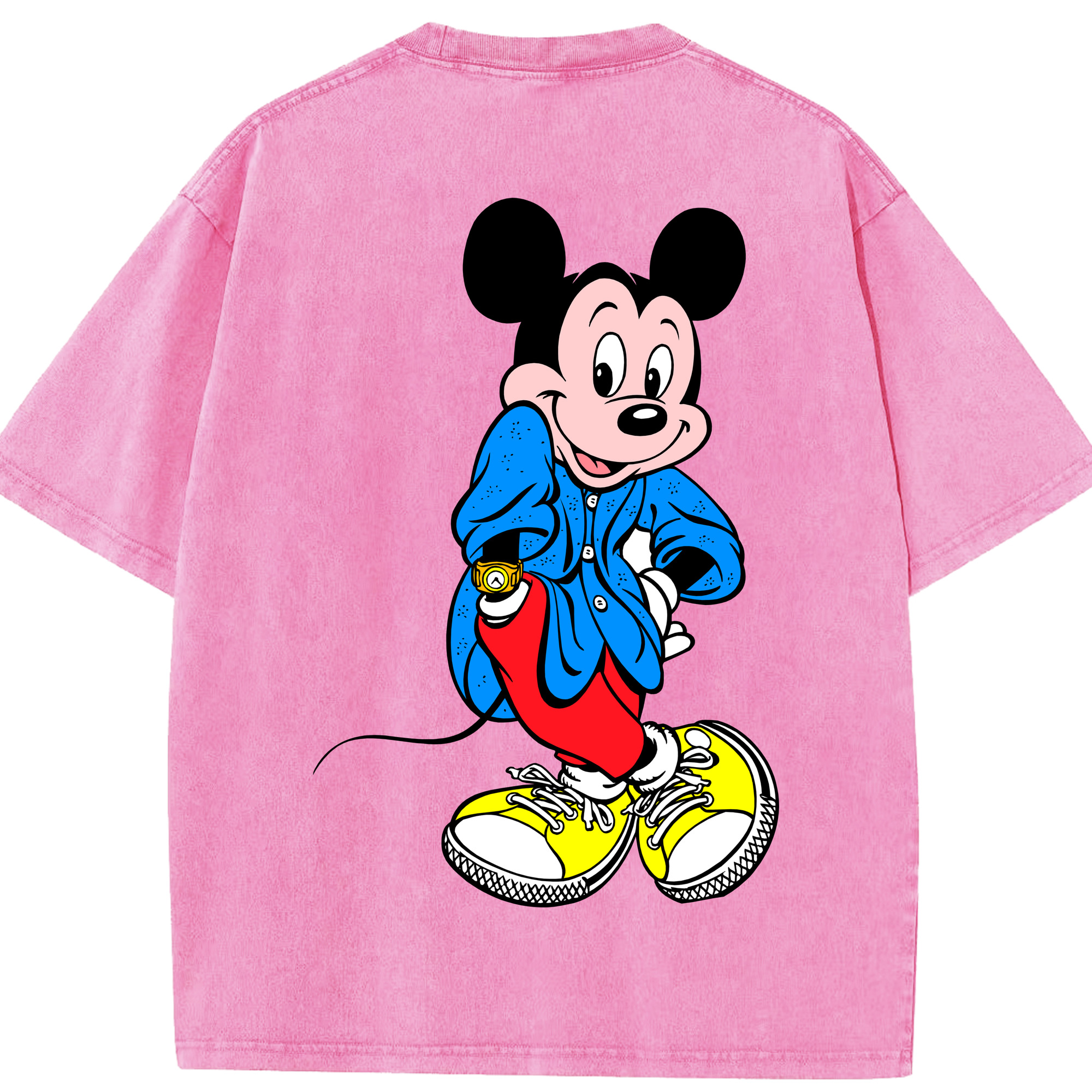 （画像用） ミッキーマウス Mickey Mouse 綿100% ヴィンテージ風 半袖Tシャツ（背面プリント）